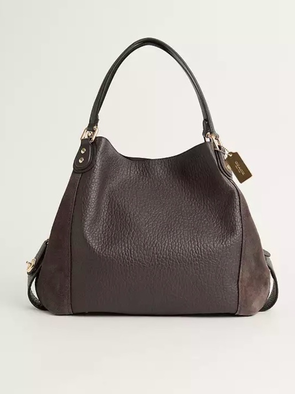 Coach Edie Shoulder Bag in Chestnut and Light Gold EUC.